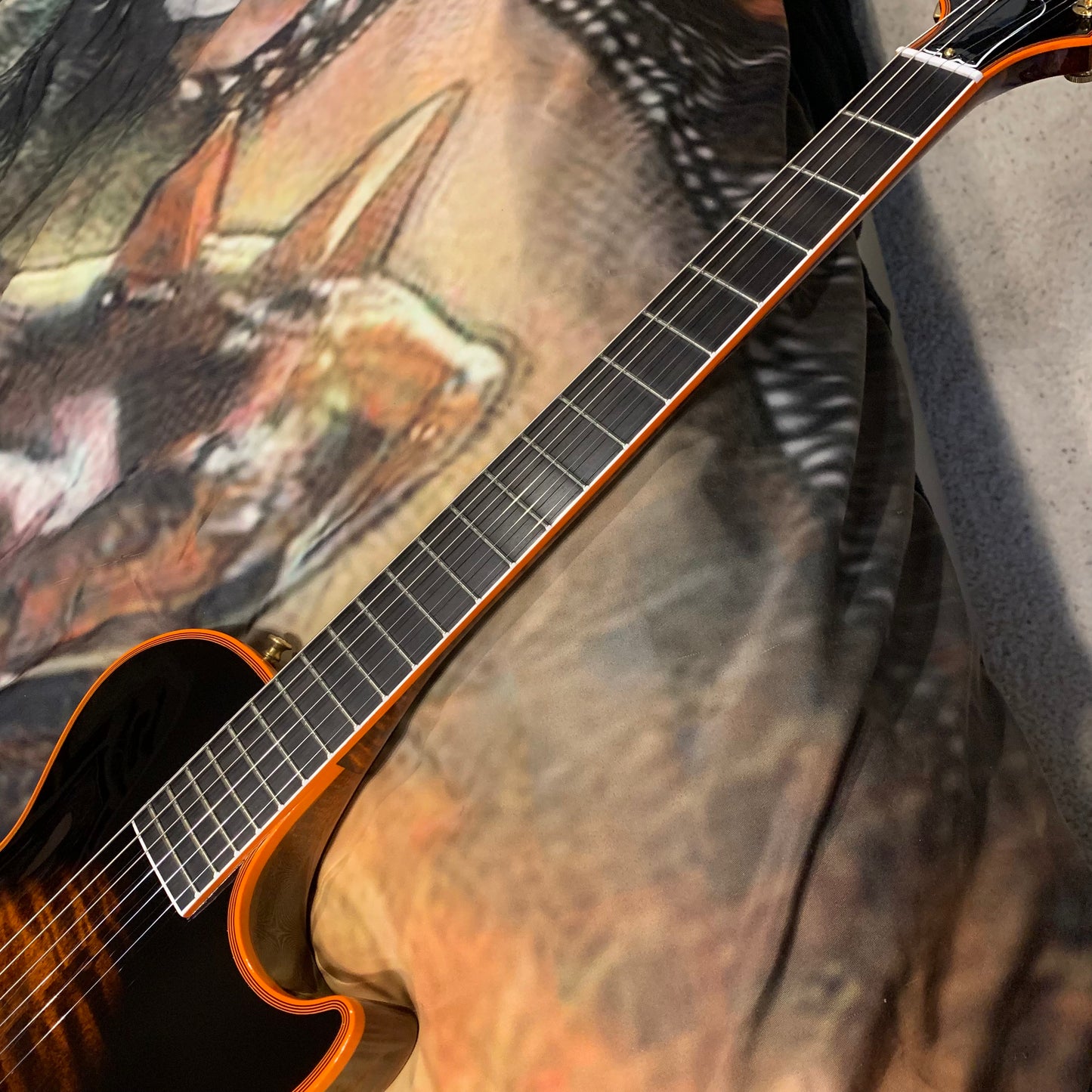 FLAMED NECK π·π! 2025 Gibson Custom Shop Les Paul Custom Axcess Orange Widow Burst Single Bridge Pickup No Inlays F Figured Black Ebony Fretboard M2M Made To Measure Flame Maple Top Gold Hardware Stopbar BurstBucker 3 ABR-1 Figured Maple Neck