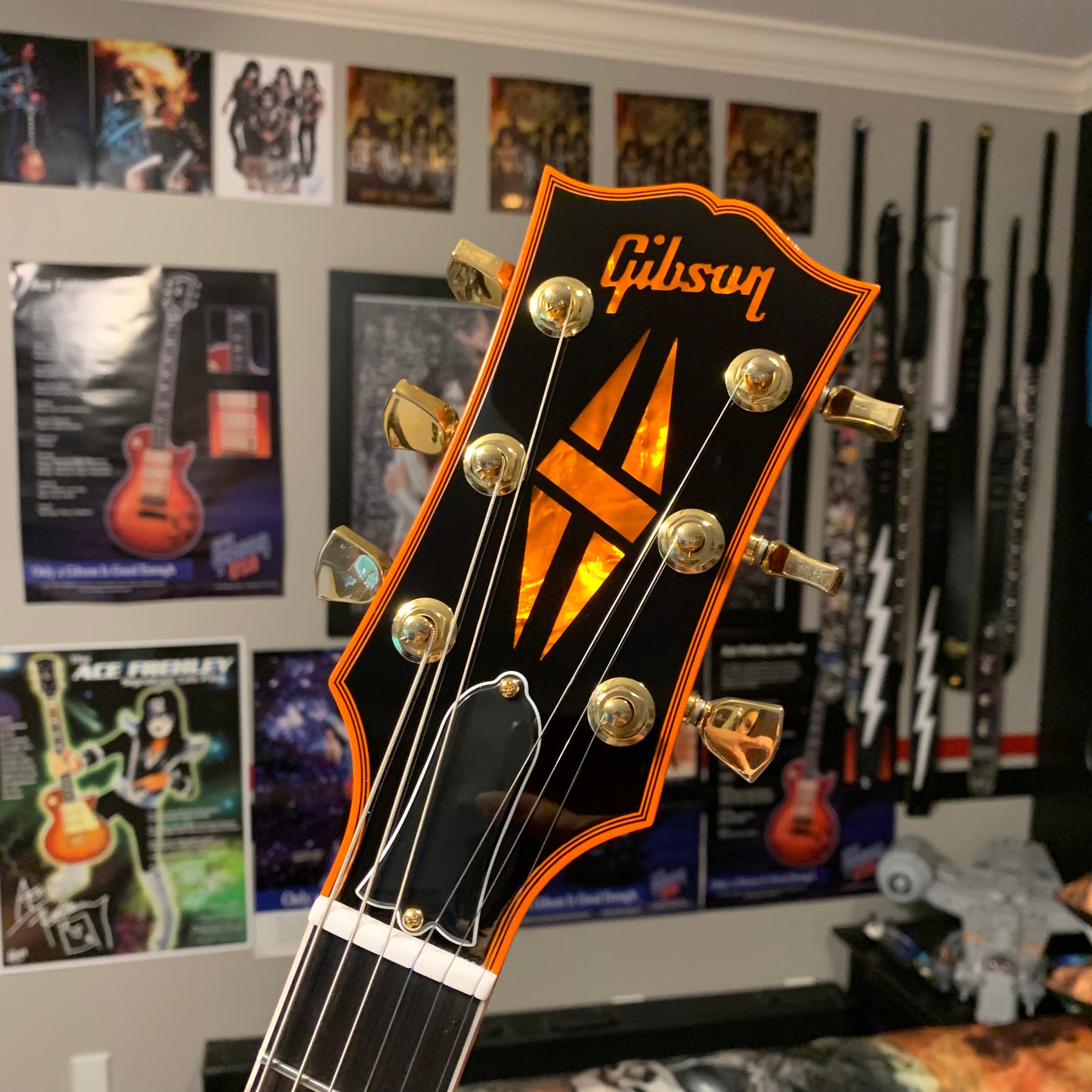 FLAMED NECK π·π! 2025 Gibson Custom Shop Les Paul Custom Axcess Orange Widow Burst Single Bridge Pickup No Inlays F Figured Black Ebony Fretboard M2M Made To Measure Flame Maple Top Gold Hardware Stopbar BurstBucker 3 ABR-1 Figured Maple Neck