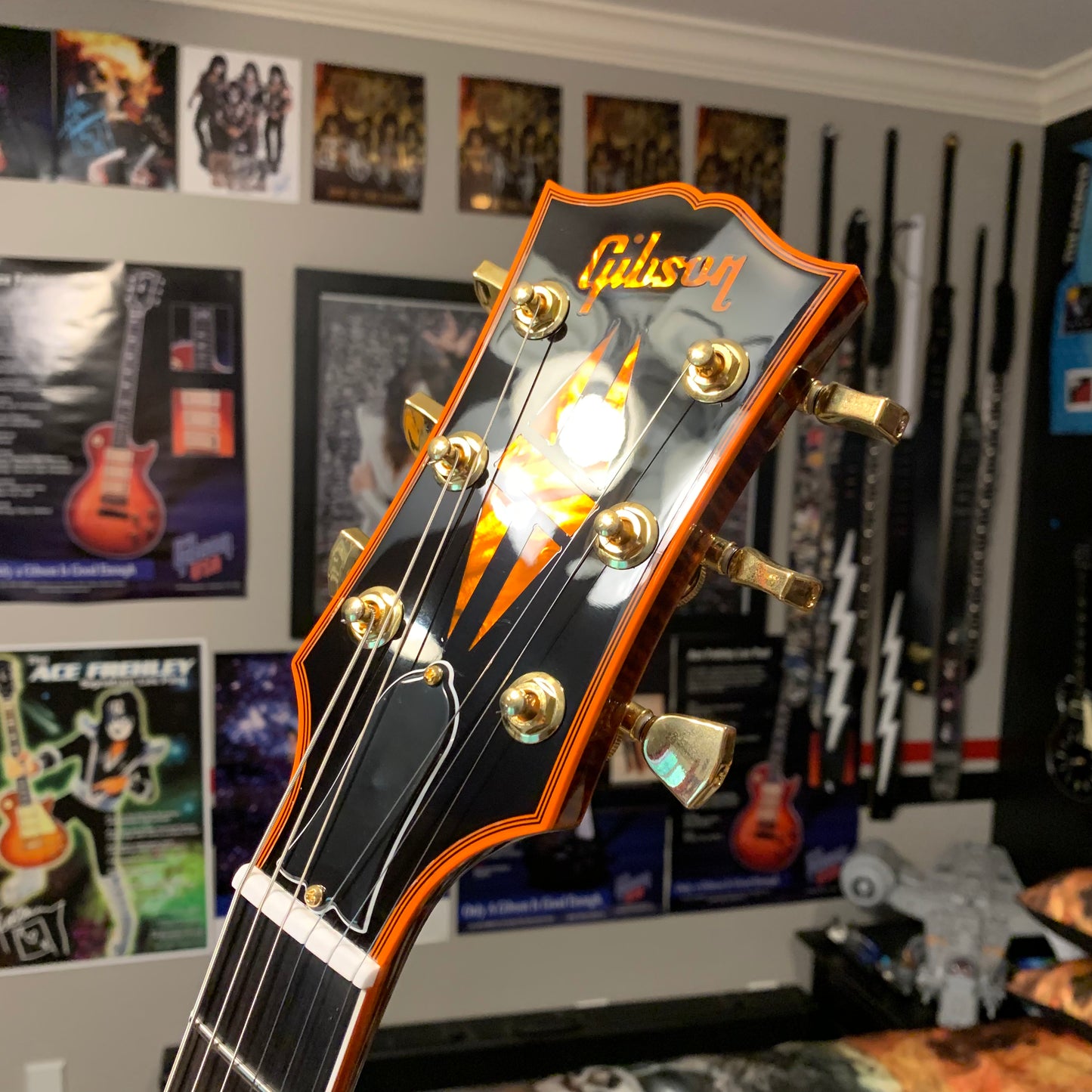 FLAMED NECK π·π! 2025 Gibson Custom Shop Les Paul Custom Axcess Orange Widow Burst Single Bridge Pickup No Inlays F Figured Black Ebony Fretboard M2M Made To Measure Flame Maple Top Gold Hardware Stopbar BurstBucker 3 ABR-1 Figured Maple Neck