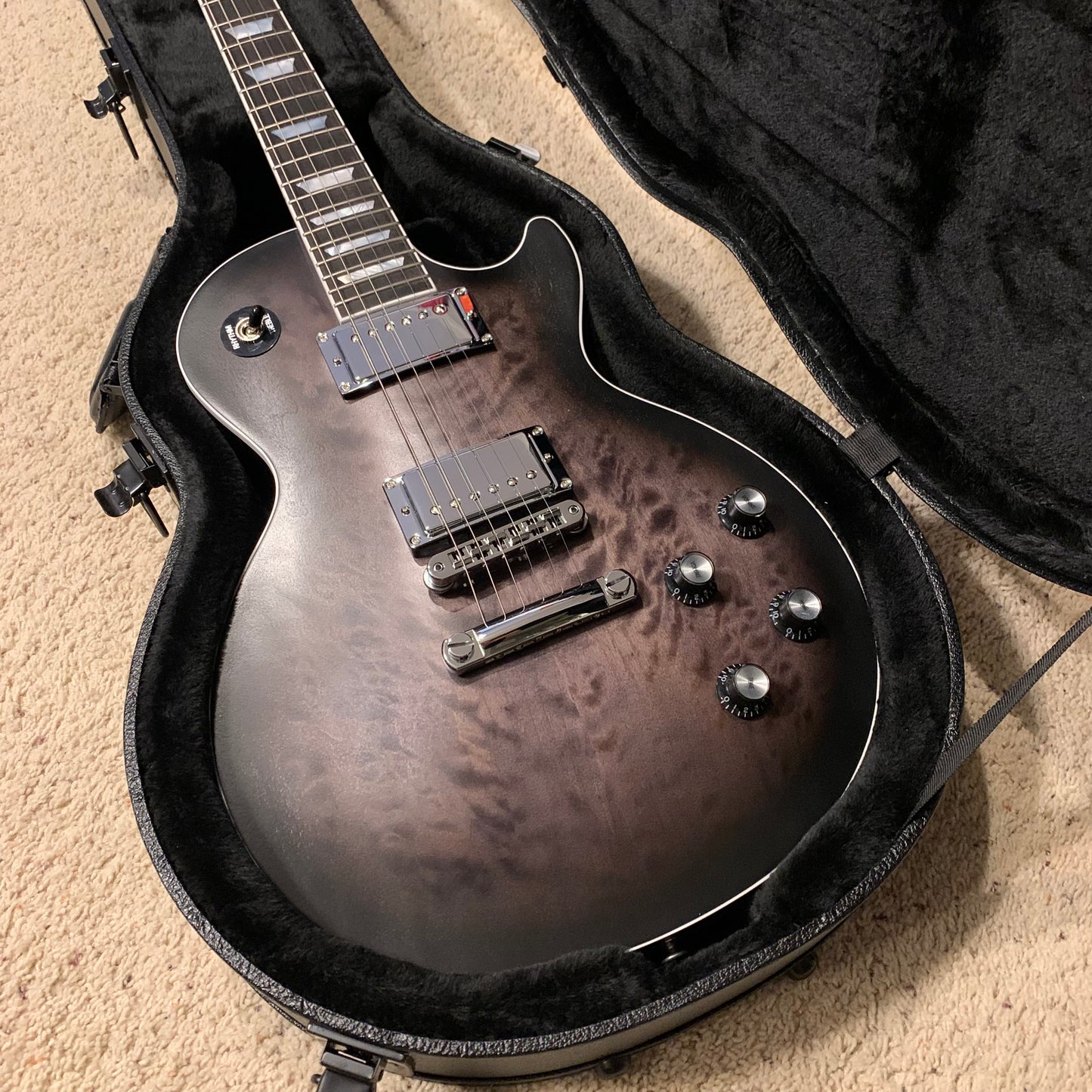 LAMB OF GOD 🐑! 2025 Gibson Mark Morton Signature Les Paul Modern Quilt Translucent Ebony Burst Satin Limited Edition Standard Black Faded Matte Finish Ebony Fretboard Chrome Hardware Exclusive Gibson USA Pickups Axcess F Figured Q Quilt Top