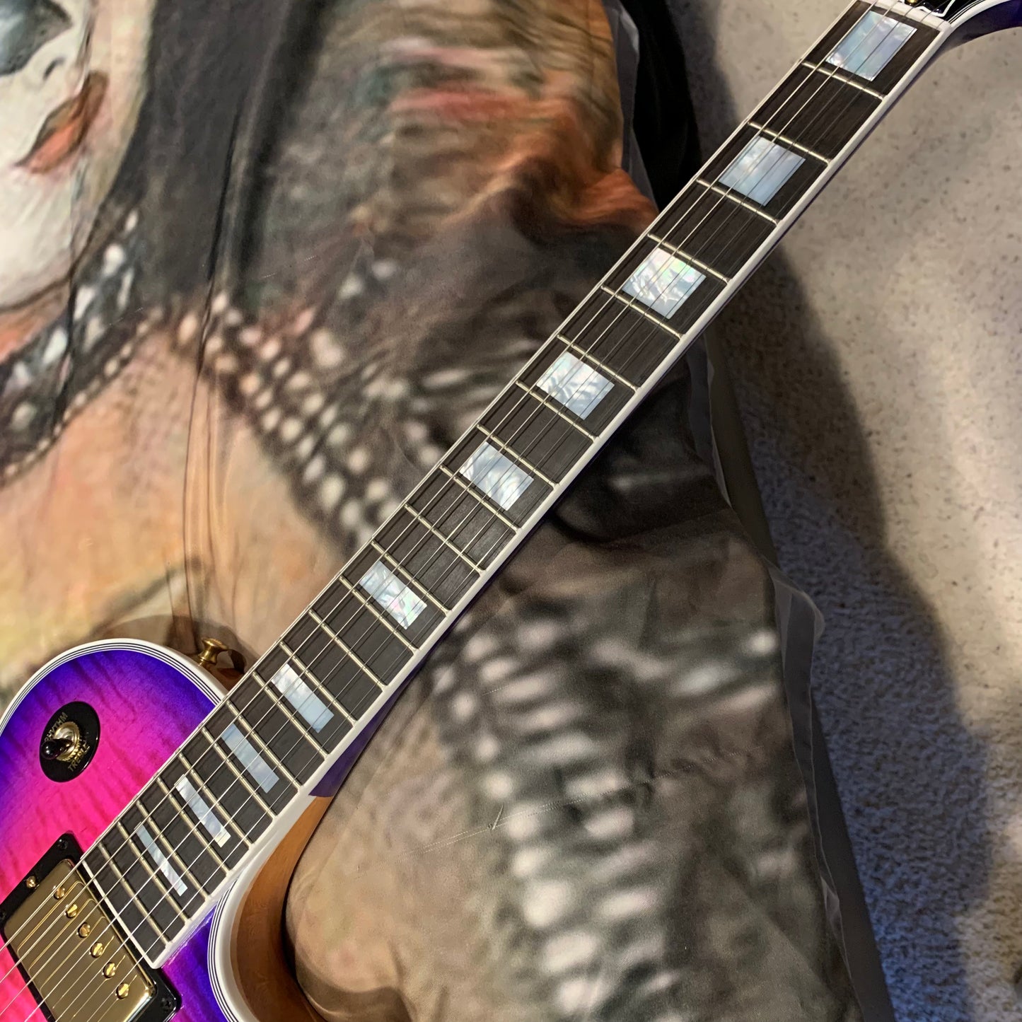 EXOTIC 🦄💋! 2024 Gibson Custom Shop Les Paul Custom Axcess Neon Burst AAA F Figured Flamed Desert Sunset Trans Pink Purple Violet Black Ebony Fretboard Full Gloss ‘57 Classic M2M Made To Measure Bengal Burst ABR-1 Stopbar PRS Orianthi Blooming Lotus Glow