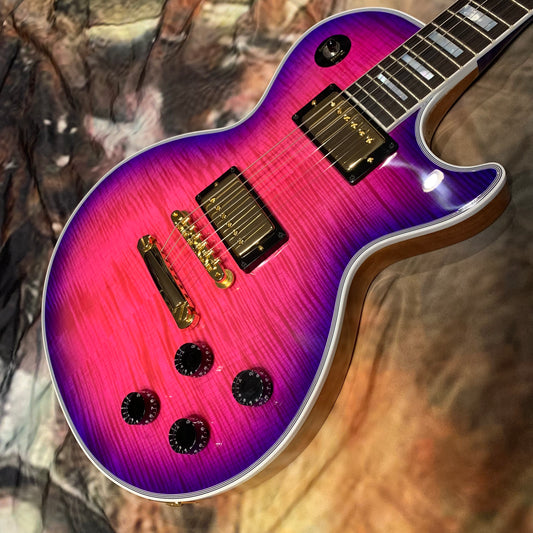 EXOTIC 🦄💋! 2024 Gibson Custom Shop Les Paul Custom Axcess Neon Burst AAA F Figured Flamed Desert Sunset Trans Pink Purple Violet Black Ebony Fretboard Full Gloss ‘57 Classic M2M Made To Measure Bengal Burst ABR-1 Stopbar PRS Orianthi Blooming Lotus Glow