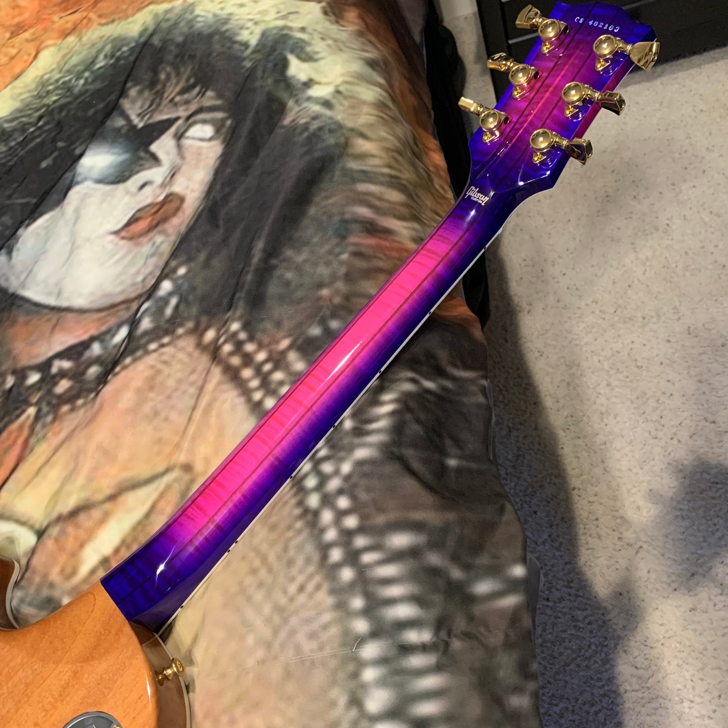 EXOTIC 🦄💋! 2024 Gibson Custom Shop Les Paul Custom Axcess Neon Burst AAA F Figured Flamed Desert Sunset Trans Pink Purple Violet Black Ebony Fretboard Full Gloss ‘57 Classic M2M Made To Measure Bengal Burst ABR-1 Stopbar PRS Orianthi Blooming Lotus Glow