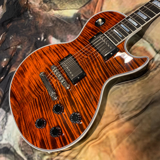 FLAMEY TIGER 🔥🐅! 2022 Gibson Custom Shop M2M Siberian Tiger Les Paul Custom F Figured Flamed Fire Maple Top Burst Full Gloss Limited Edition Transparent Trans Orange Sunburst Nickel Hardware Made To Measure CustomBuckers Black Ebony Fretboard Bengal