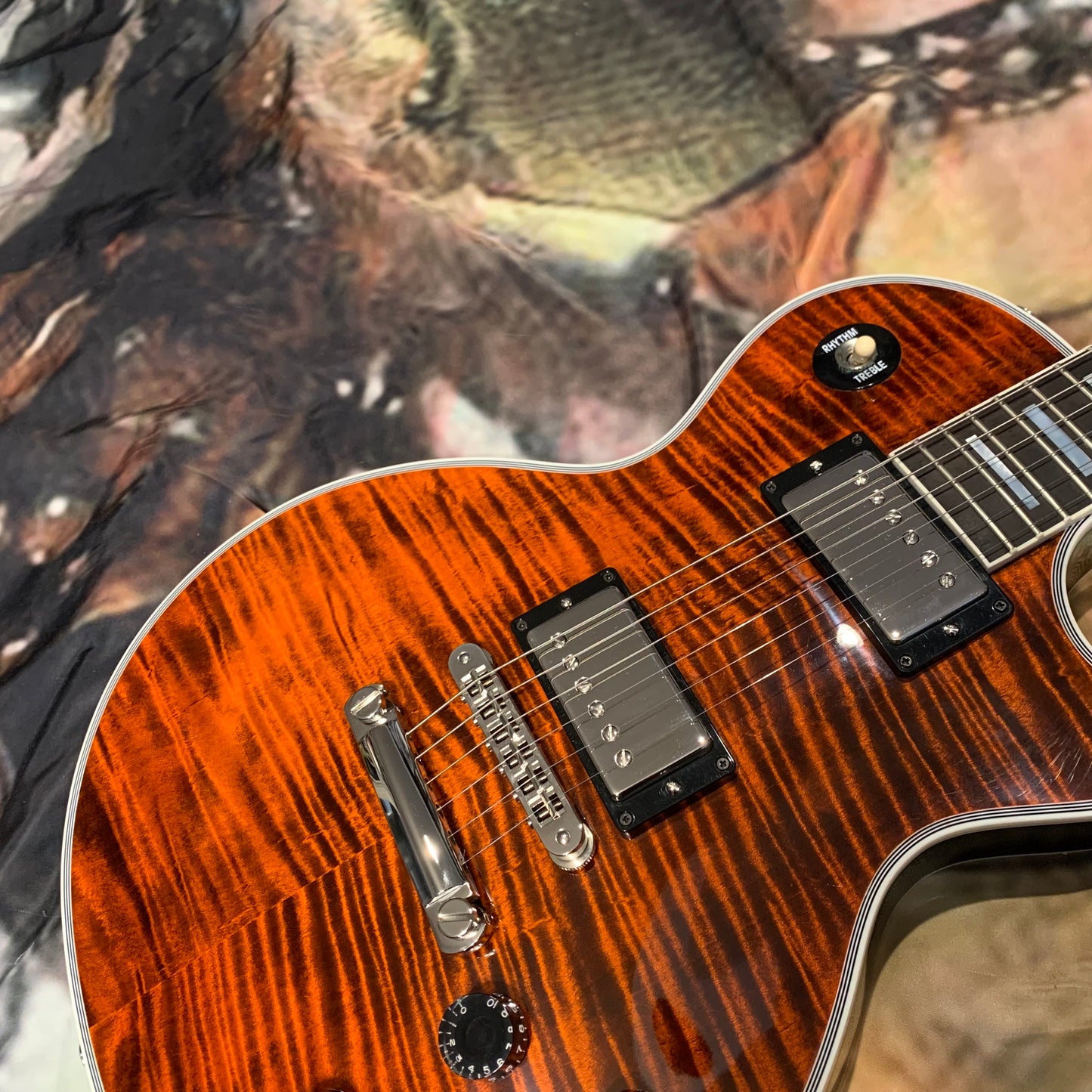 FLAMEY TIGER 🔥🐅! 2022 Gibson Custom Shop M2M Siberian Tiger Les Paul Custom F Figured Flamed Fire Maple Top Burst Full Gloss Limited Edition Transparent Trans Orange Sunburst Nickel Hardware Made To Measure CustomBuckers Black Ebony Fretboard Bengal