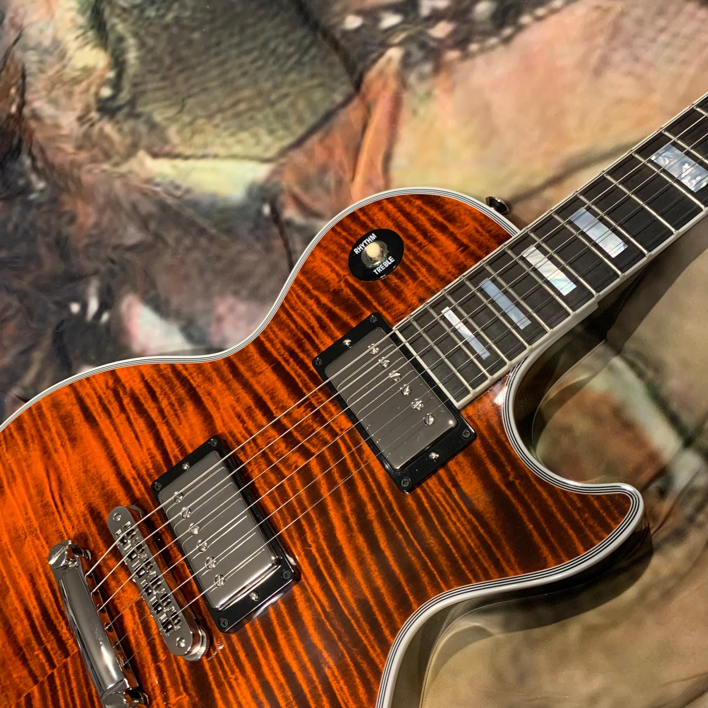 FLAMEY TIGER 🔥🐅! 2022 Gibson Custom Shop M2M Siberian Tiger Les Paul Custom F Figured Flamed Fire Maple Top Burst Full Gloss Limited Edition Transparent Trans Orange Sunburst Nickel Hardware Made To Measure CustomBuckers Black Ebony Fretboard Bengal