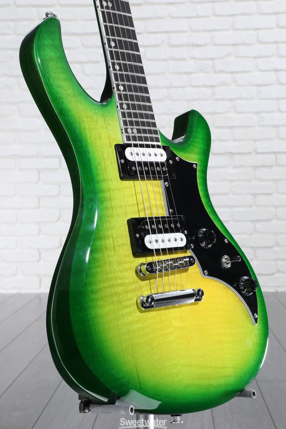 IGUANA 🦎🔥! 2024 Gibson USA Victory Figured Top Reissue Iguana Burst Trans Green Flamed Maple ‘80s Tribute Pickups 24 Fret Stopbar Coil Split 25.5” Scale Compound Radius Black Ebony Fretboard SlimTaper Neck Explorer Headstock Full Gloss Finish