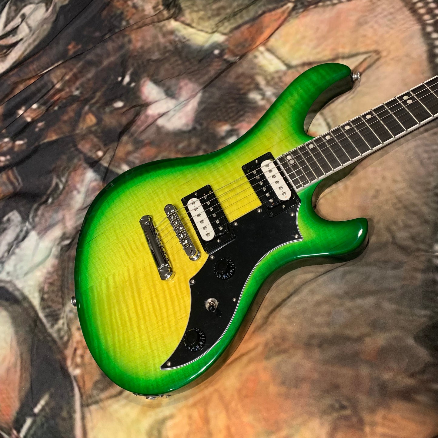 IGUANA 🦎🔥! 2024 Gibson USA Victory Figured Top Reissue Iguana Burst Trans Green Flamed Maple ‘80s Tribute Pickups 24 Fret Stopbar Coil Split 25.5” Scale Compound Radius Black Ebony Fretboard SlimTaper Neck Explorer Headstock Full Gloss Finish