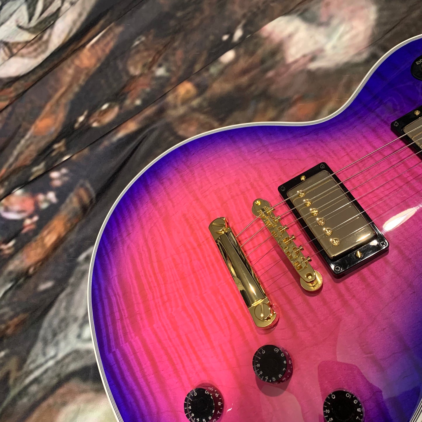 EXOTIC 🦄💋! 2024 Gibson Custom Shop Les Paul Custom Axcess Neon Burst AAA F Figured Flamed Desert Sunset Trans Pink Purple Violet Black Ebony Fretboard Full Gloss ‘57 Classic M2M Made To Measure Bengal Burst ABR-1 Stopbar PRS Orianthi Blooming Lotus Glow