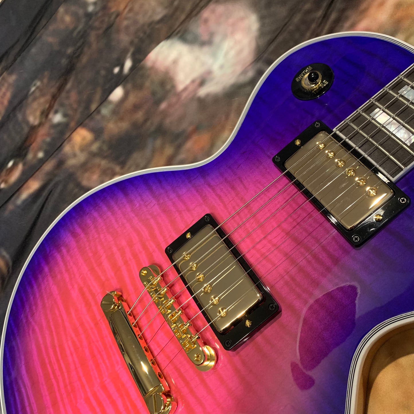 EXOTIC 🦄💋! 2024 Gibson Custom Shop Les Paul Custom Axcess Neon Burst AAA F Figured Flamed Desert Sunset Trans Pink Purple Violet Black Ebony Fretboard Full Gloss ‘57 Classic M2M Made To Measure Bengal Burst ABR-1 Stopbar PRS Orianthi Blooming Lotus Glow