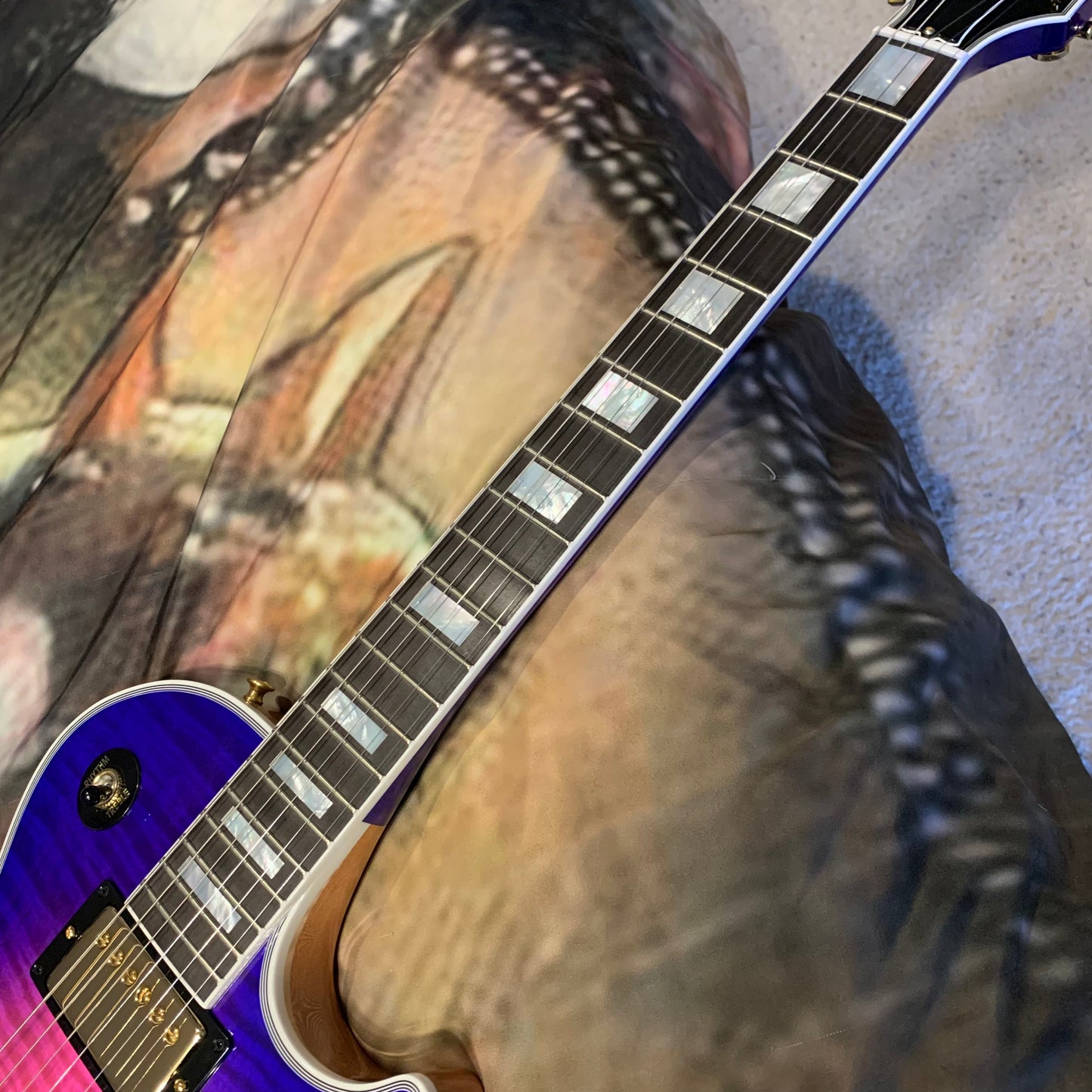 EXOTIC 🦄💋! 2024 Gibson Custom Shop Les Paul Custom Axcess Neon Burst AAA F Figured Flamed Desert Sunset Trans Pink Purple Violet Black Ebony Fretboard Full Gloss ‘57 Classic M2M Made To Measure Bengal Burst ABR-1 Stopbar PRS Orianthi Blooming Lotus Glow