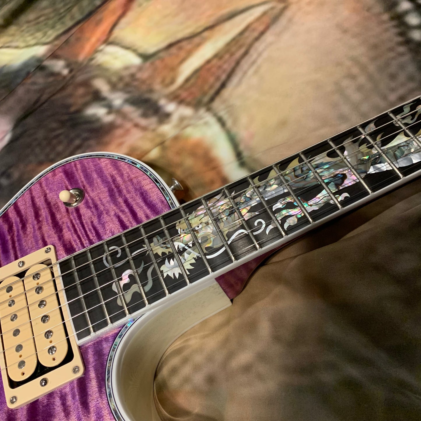 DRAGON 🐉🐲! 2025 Gibson Custom Shop Les Paul Dragon Purple Denim Blue Trans Violet Pink Flame Top TV White Ebony Classic White CustomBuckers M2M Made To Measure Ultima PRS Modern Supreme Burst Abalone Master Artisan Collector’s Limited Edition Figured
