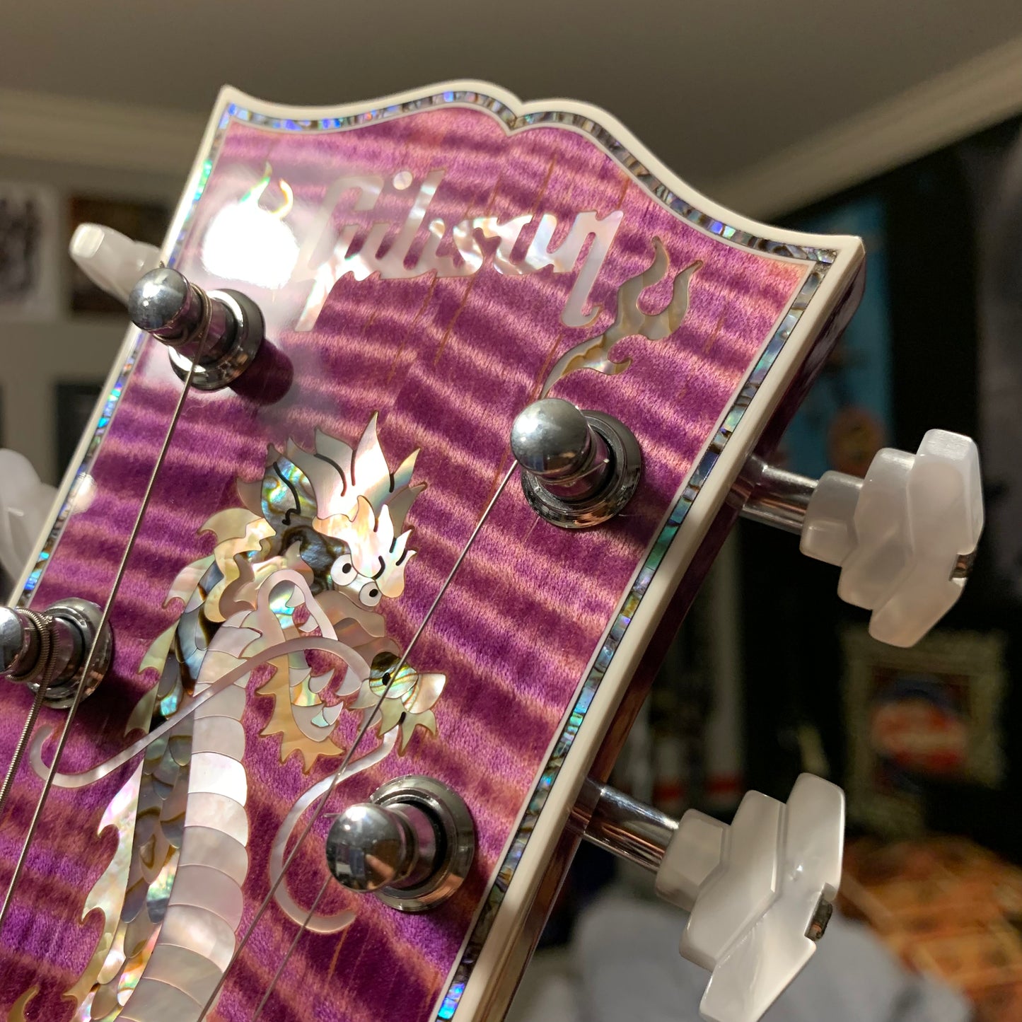 DRAGON 🐉🐲! 2025 Gibson Custom Shop Les Paul Dragon Purple Denim Blue Trans Violet Pink Flame Top TV White Ebony Classic White CustomBuckers M2M Made To Measure Ultima PRS Modern Supreme Burst Abalone Master Artisan Collector’s Limited Edition Figured