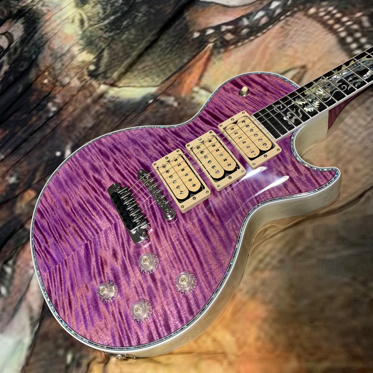 DRAGON 🐉🐲! 2025 Gibson Custom Shop Les Paul Dragon Purple Denim Blue Trans Violet Pink Flame Top TV White Ebony Classic White CustomBuckers M2M Made To Measure Ultima PRS Modern Supreme Burst Abalone Master Artisan Collector’s Limited Edition Figured