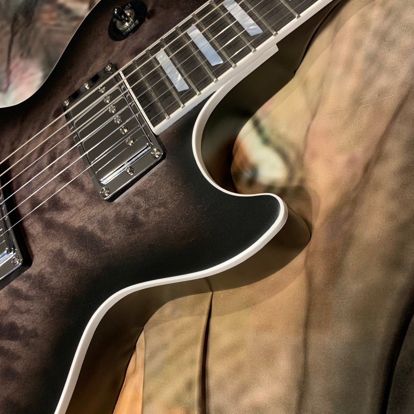 LAMB OF GOD 🐑! 2025 Gibson Mark Morton Signature Les Paul Modern Quilt Translucent Ebony Burst Satin Limited Edition Standard Black Faded Matte Finish Ebony Fretboard Chrome Hardware Exclusive Gibson USA Pickups Axcess F Figured Q Quilt Top