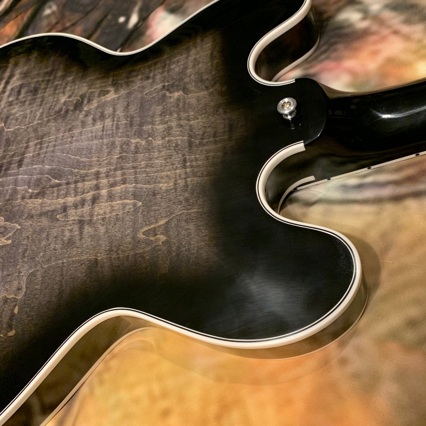 COBRA BURST 🐍! 2026 Gibson Custom Shop Gary Clark Jr. Signature ES-355 Translucent Ebony Black Silver Burst Trans Silverburst VOS Limited Edition Ebony Fretboard Nickel Mono Varitone Exclusive CustomBucker Pickups Modern F Figured Q Quilt Maple B7 Bigsby