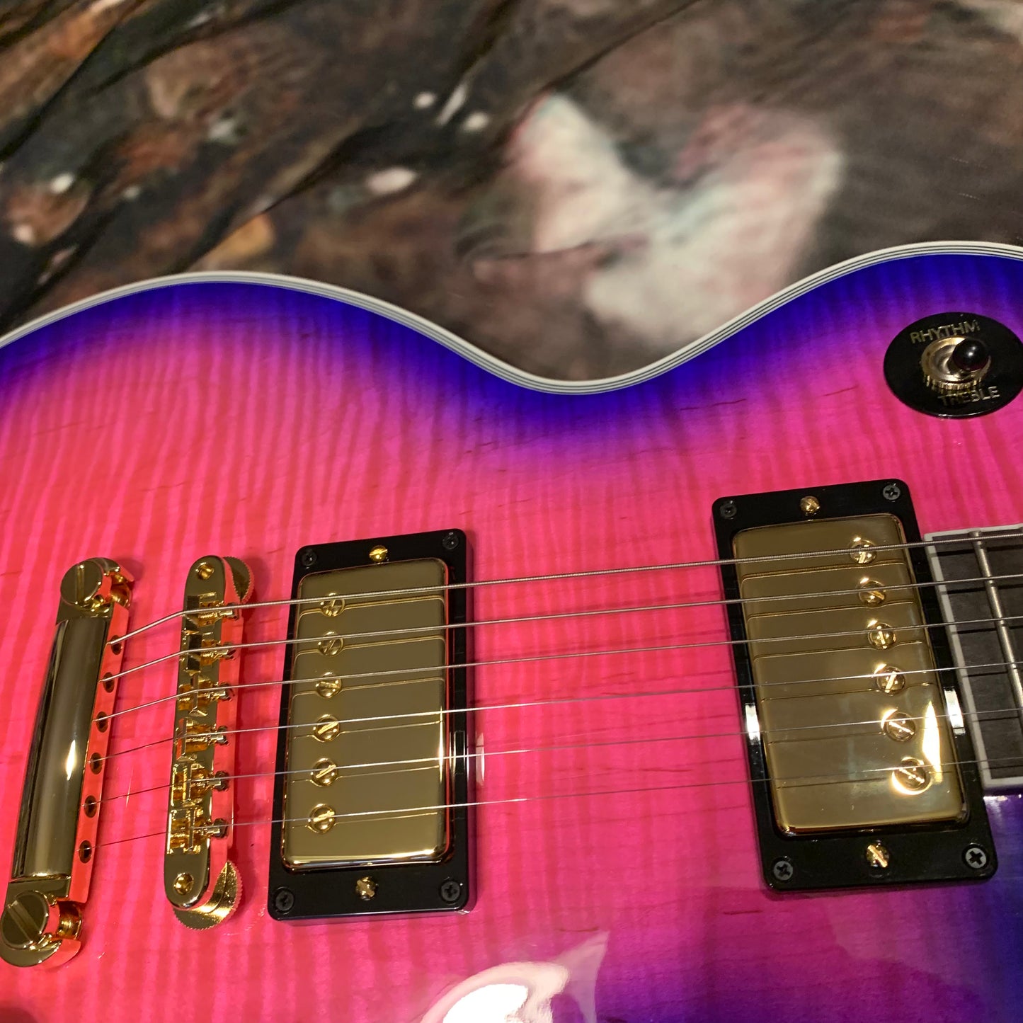 EXOTIC 🦄💋! 2026 Gibson Custom Shop Les Paul Custom Axcess Neon Burst AAA F Figured Flamed Desert Sunset Trans Pink Purple Violet Black Ebony Fretboard Full Gloss ‘57 Classic M2M Made To Measure Bengal Burst ABR-1 Stopbar PRS Orianthi Blooming Lotus Glow
