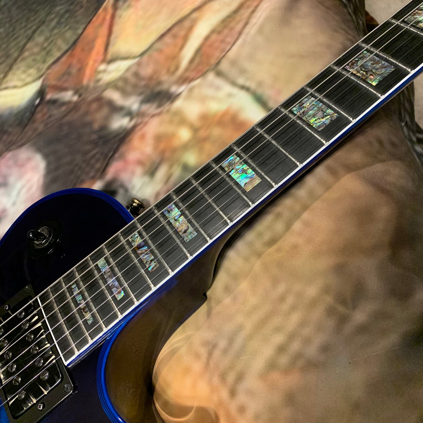 STINGER 🐈🕷️! 2015 Gibson Custom Shop Les Paul Custom Quilt Top M2M Made To Measure Blue Widow Burst Trans Aqua Black Fretboard Bare Knuckel Juggernaut Blackout Special Order Figured F Q 5A 7A Abalone Inlay Blueberry Cobalt