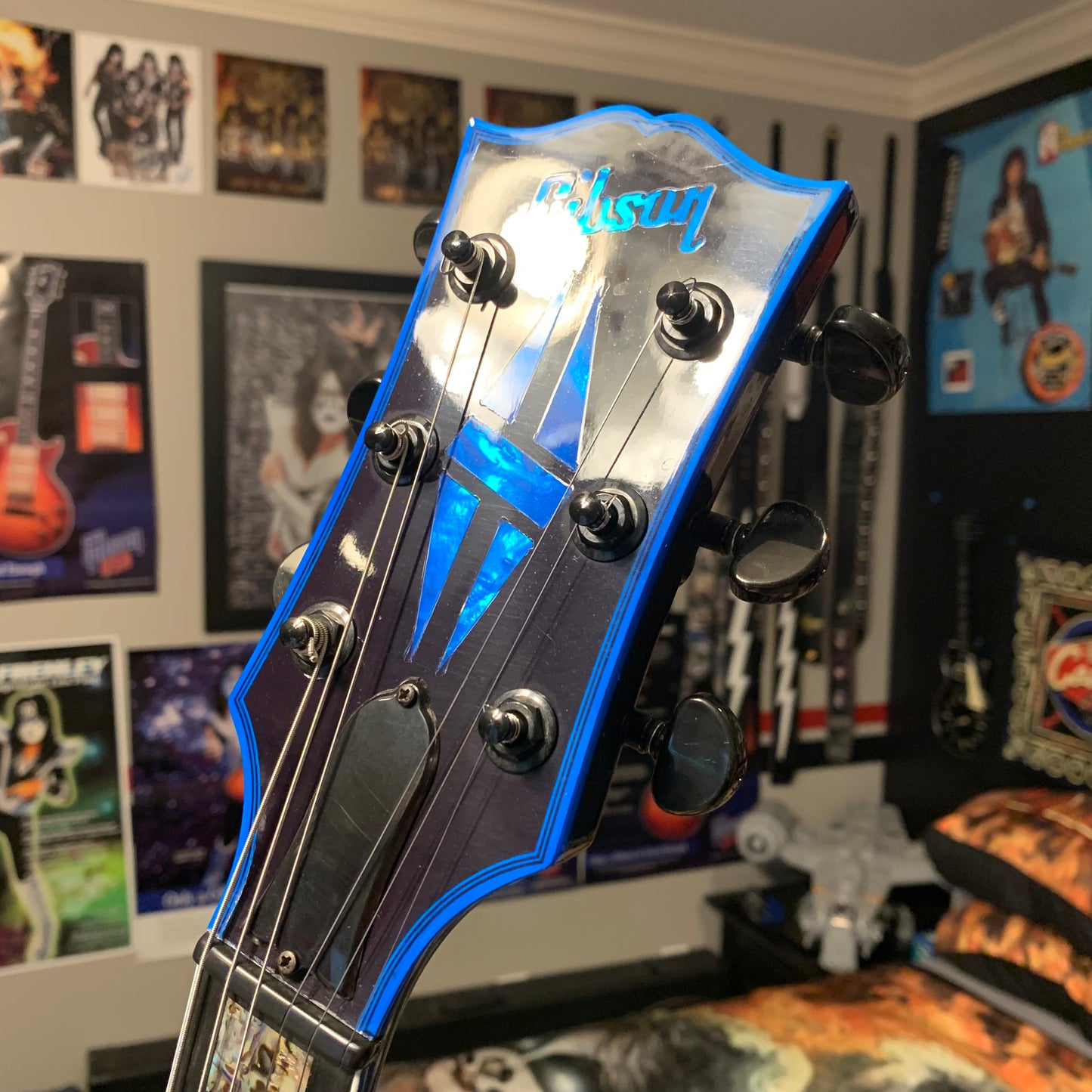 STINGER 🐈🕷️! 2015 Gibson Custom Shop Les Paul Custom Quilt Top M2M Made To Measure Blue Widow Burst Trans Aqua Black Fretboard Bare Knuckel Juggernaut Blackout Special Order Figured F Q 5A 7A Abalone Inlay Blueberry Cobalt