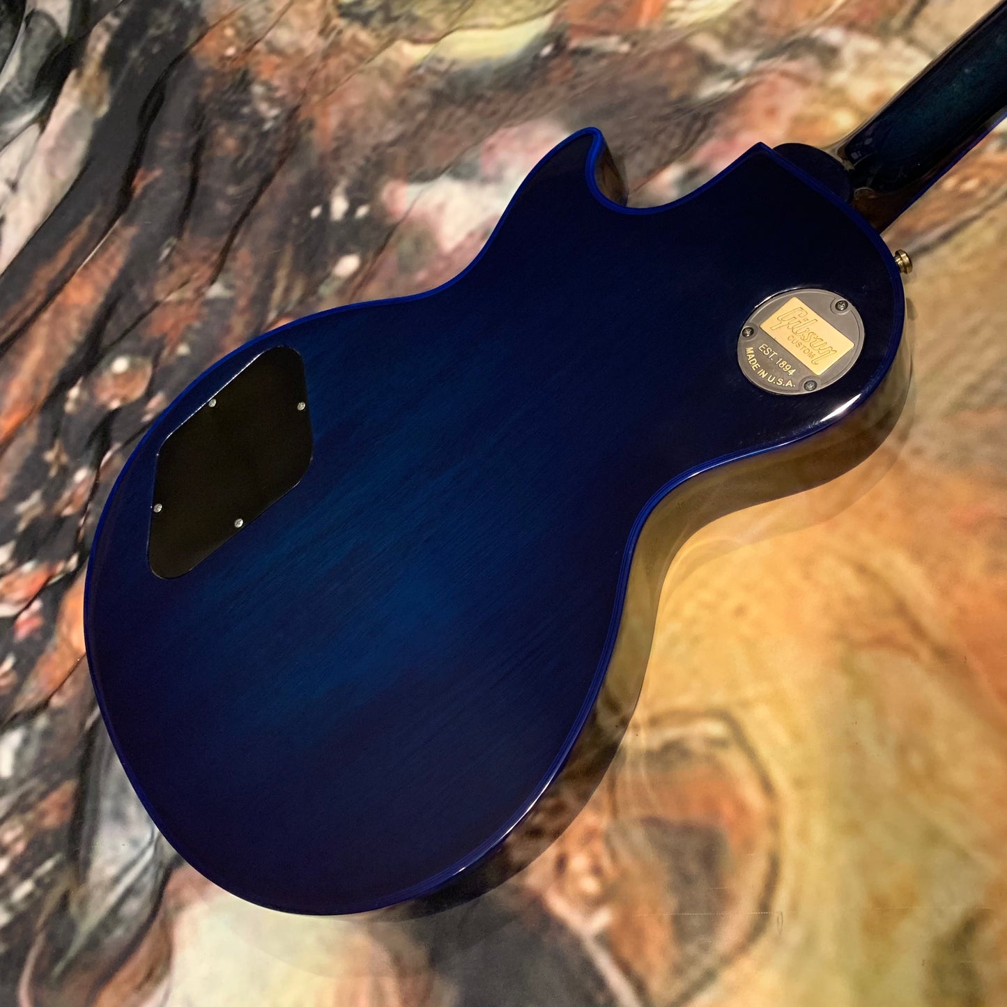 STINGER 🐈🕷️! 2015 Gibson Custom Shop Les Paul Custom Quilt Top M2M Made To Measure Blue Widow Burst Trans Aqua Black Fretboard Bare Knuckel Juggernaut Blackout Special Order Figured F Q 5A 7A Abalone Inlay Blueberry Cobalt