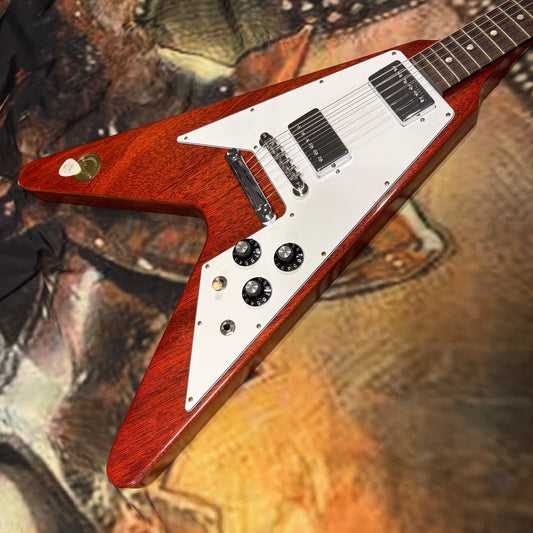MEDALLION 🏅! 2026 Gibson Custom Shop '71 Medallion Flying V Limited Edition Reissue RI Faded Cherry Red VOS LE 1971 Standard Norlin Era T Top Humbucker Pickups Mahogany Body Neck Construction ABR-1 Bridge Chrome Hardware Cream Plastics