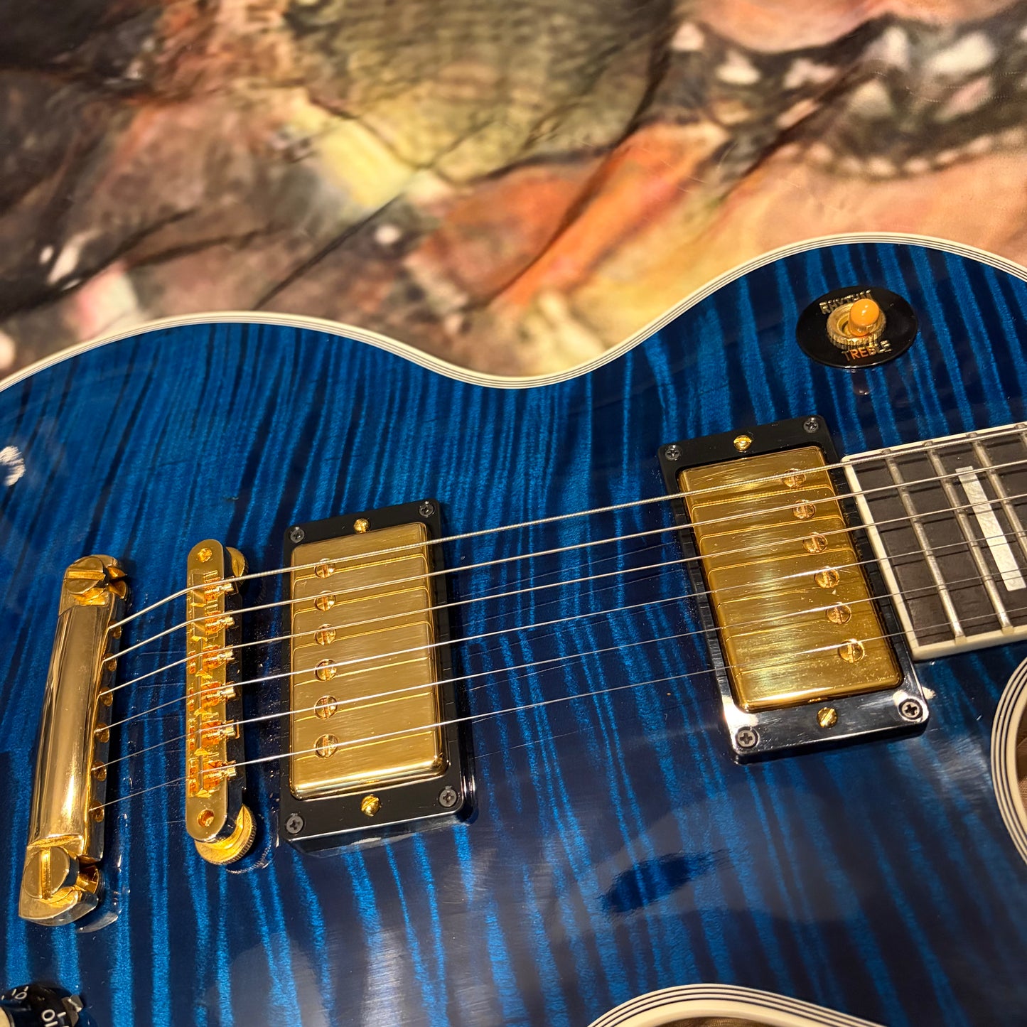 CUSTOM COLOR 🤩🌊! 2010 Gibson Custom Shop '68 Les Paul Custom Sapphire BluemF Figured Flamed Reissue Ocean Water Dark Aqua Whale Trans Blueberry Burst 1968 Historic Reissue ‘57 Classic Black Ebony Fretboard Full Gloss Gold Hardware