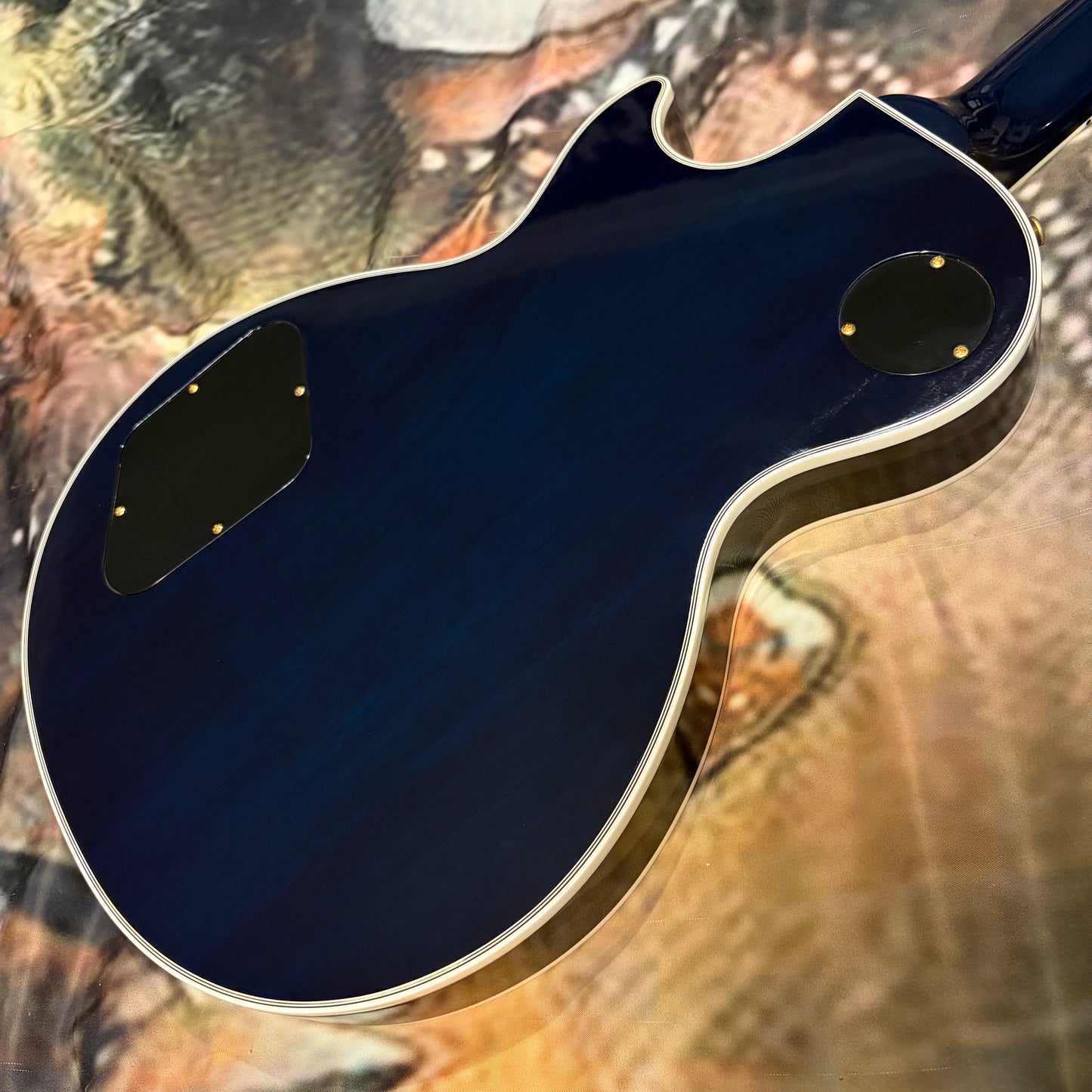 CUSTOM COLOR 🤩🌊! 2010 Gibson Custom Shop '68 Les Paul Custom Sapphire BluemF Figured Flamed Reissue Ocean Water Dark Aqua Whale Trans Blueberry Burst 1968 Historic Reissue ‘57 Classic Black Ebony Fretboard Full Gloss Gold Hardware