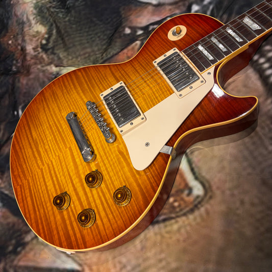 KISS 💋! Bruce Kulick 2000 Gibson Custom Shop ‘59 Les Paul Standard 1959 R9 Heritage Cherry Sunburst Iced Tea Burst Burbon Slow Fade Full Gloss Historic Reissue Cherry Red Rosewood Fretboard Nickel Golden Era Tribute Personally Owned Ace Frehley Signature