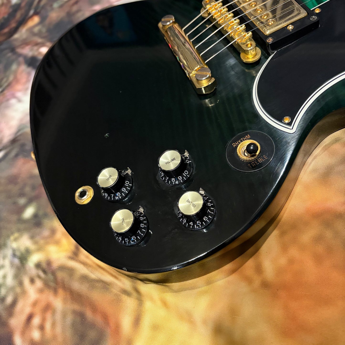 FREAKY 👽! 2025 Gibson Custom Shop M2M 1961 SG Les Paul Standard Teal Green Fade Emerald Burst ‘61 Reissue Figured Flamed Maple Top Stopbar Dark Brown Walnut Back Split Diamond Inlays Gold Hardware CustomBuckers Made To Measure Modern Supreme Elegant