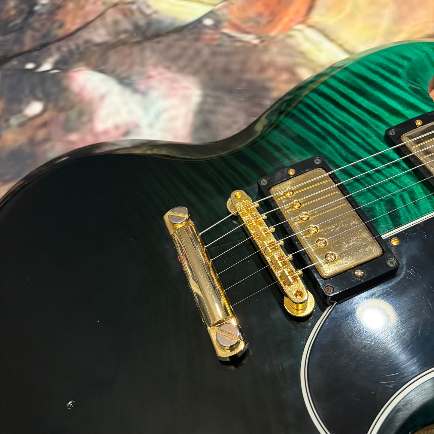 FREAKY 👽! 2025 Gibson Custom Shop M2M 1961 SG Les Paul Standard Teal Green Fade Emerald Burst ‘61 Reissue Figured Flamed Maple Top Stopbar Dark Brown Walnut Back Split Diamond Inlays Gold Hardware CustomBuckers Made To Measure Modern Supreme Elegant